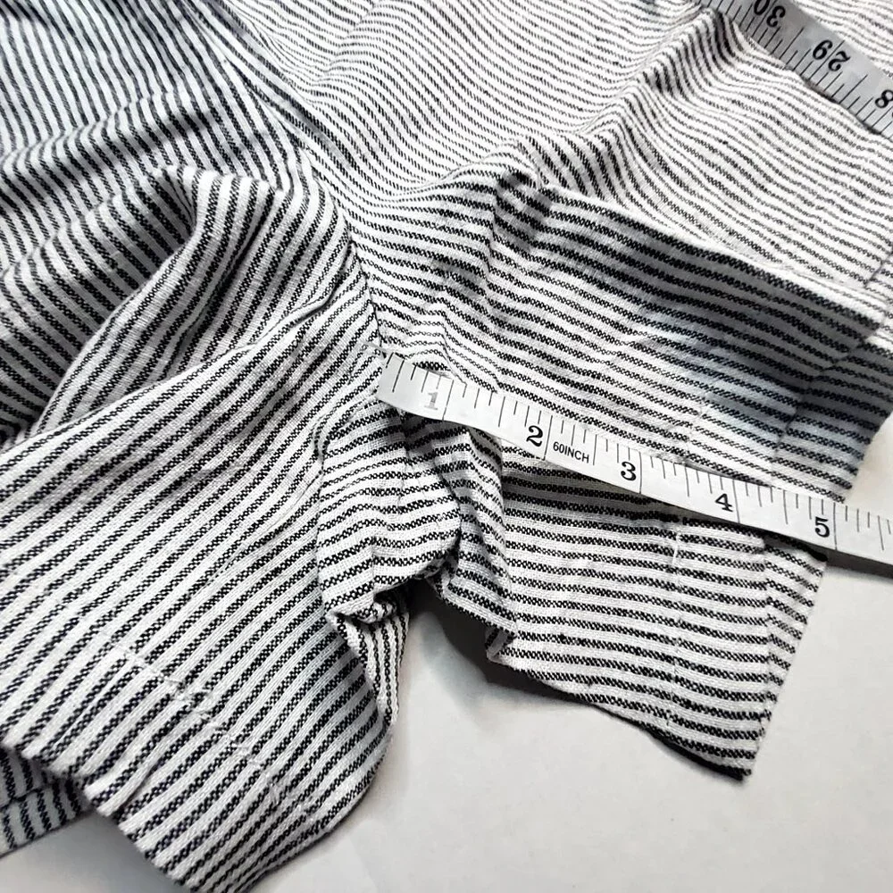 J. Crew Striped Linen Womens Shorts Size XXL Elastic Waist Pockets Lightweight